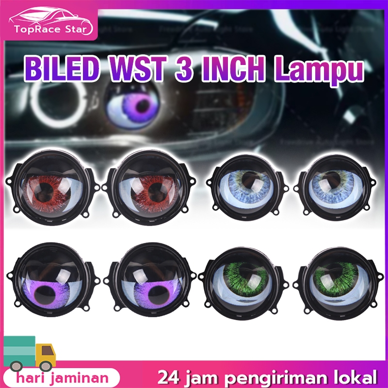 BILED WST 3 INCH Lampu Mobil Mata Iblis Lampu Depan Lensa Hias LED 12V