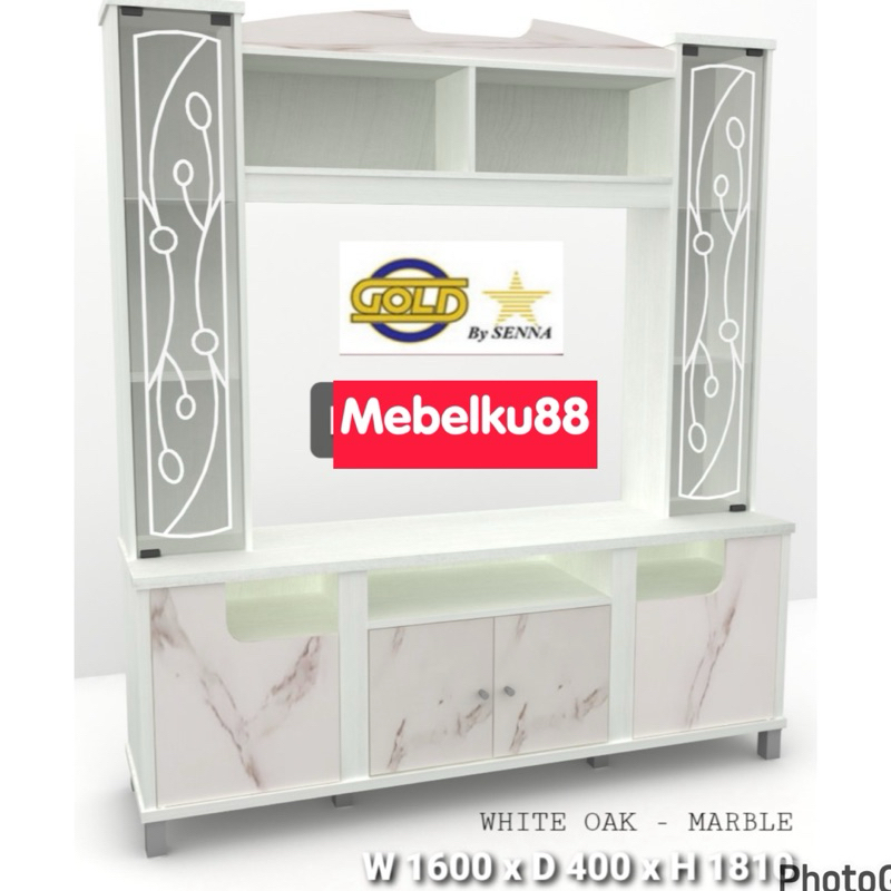 Lemari tv besar best seller terbaru corak kaca liris