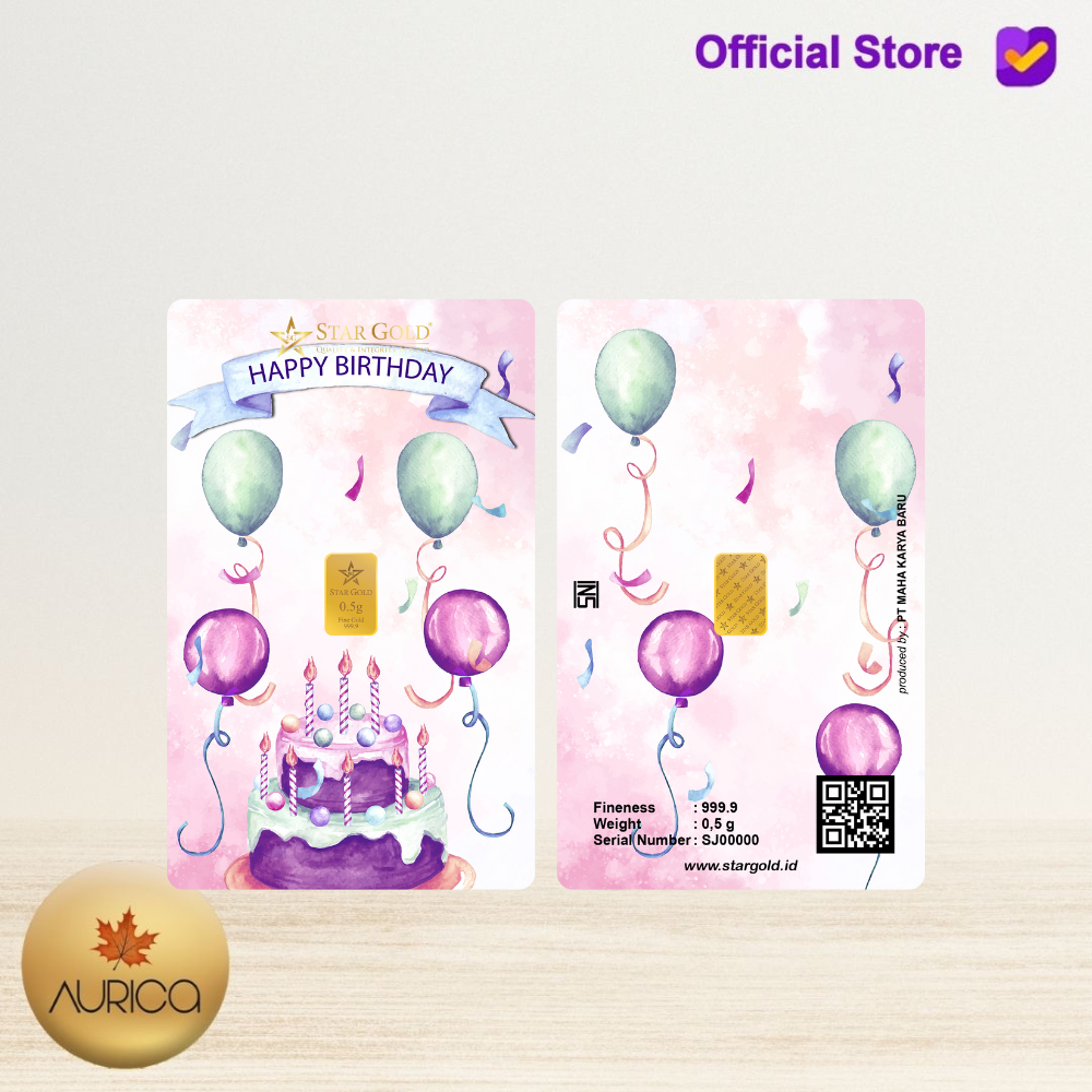 Logam Mulia Star Gold Series Birthday 03 0.5gram dan 1gram