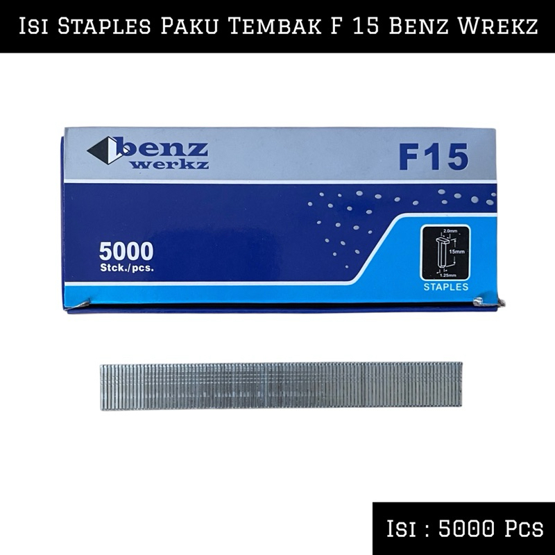 

(5000 Pcs) isi Staples Paku Tembak F 15 Benz Wrekz | Paku Tembak Refiil Air Nailer Gun Lurus