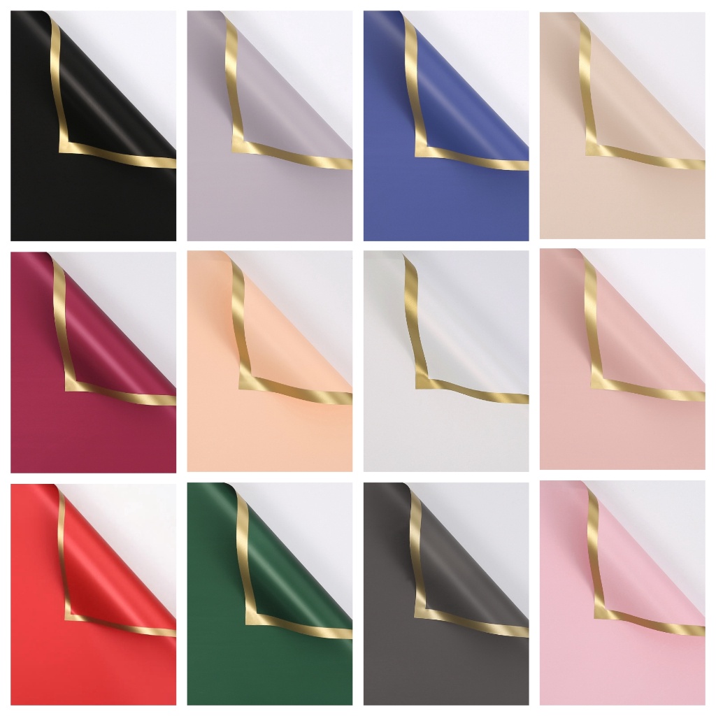 

2 Lembar Flower Wrapg Varian List Gold Solid Paper Flst Kes Buket Bunga Korea Cellophane List Gold Solid Bold Merek Sinowrap GRADE A