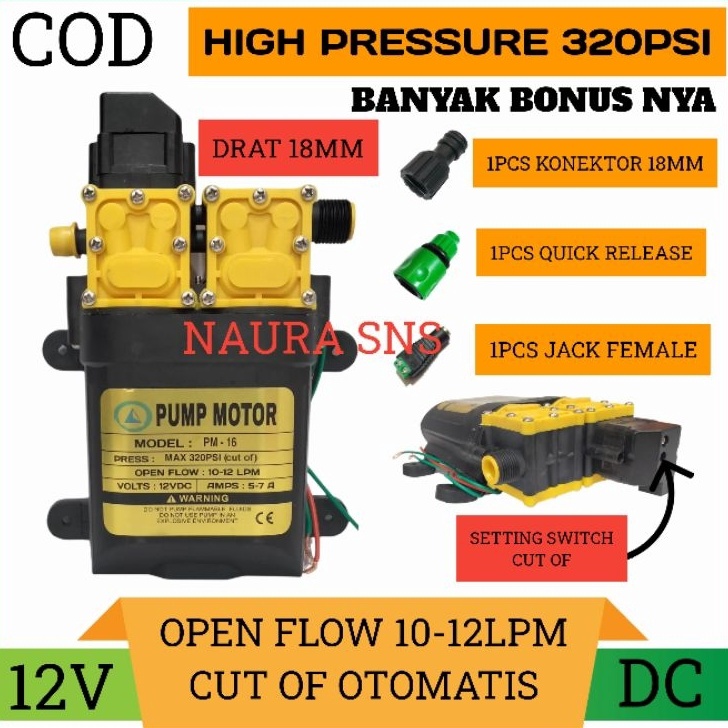 Pompa Dc 12v 32psi Dinamo Steam Motor Dobel Pompa