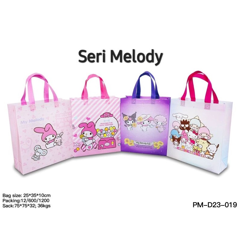 

LUSINAN 12pcs Goodie bag Spunbond LAMINASI KARAKTER 25x35x1 tas hampers tas spunbond