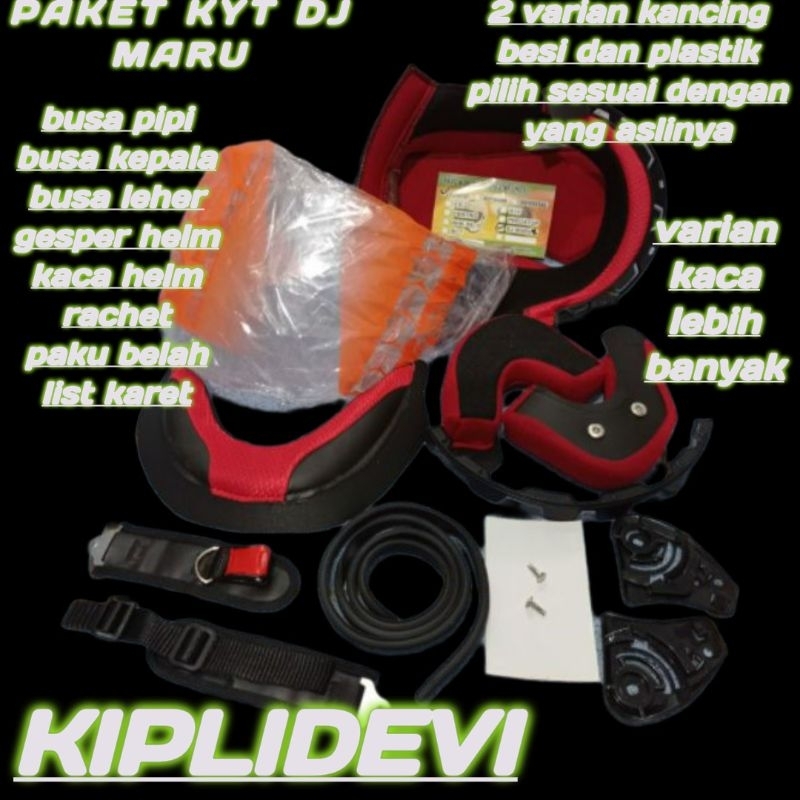 busa helm kyt dj maru kancing plastik dan kancing besi kaca visor bening anti gores, karet list