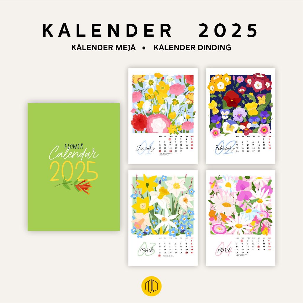 

Kalender Meja A5 2025 / Kalender Dinding Motif Bunga Estetik Desain Terbaru / Desk Calendar Planner Landscape Aesthetic Minimalis Colorfull
