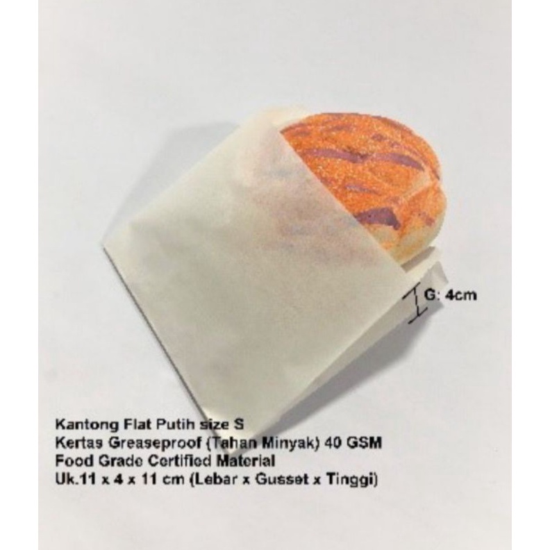 

1 Pcs Kantong kes flat putih tahan minyak 11 x 4 x 11