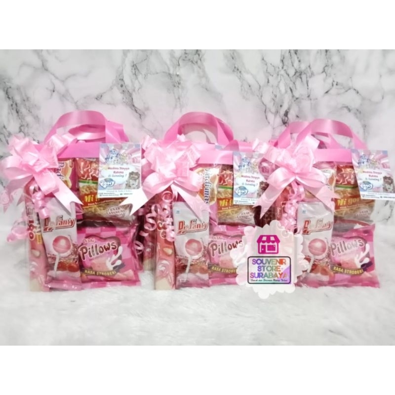 

snack serba pink + bingkisan serba pink + serba pink under 10K + serba pink ultah