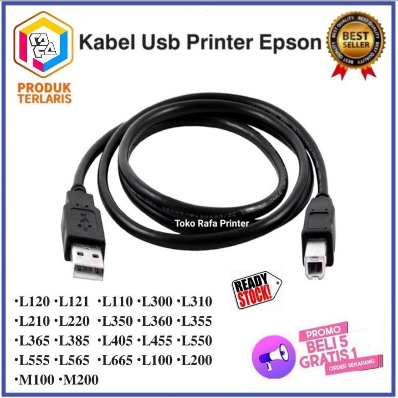 Kabel Usb Printer Epson L120 L121 L110 L300 L310 L210 L220 L350 L360 L355 L365 L380 L385 L405 L455 L