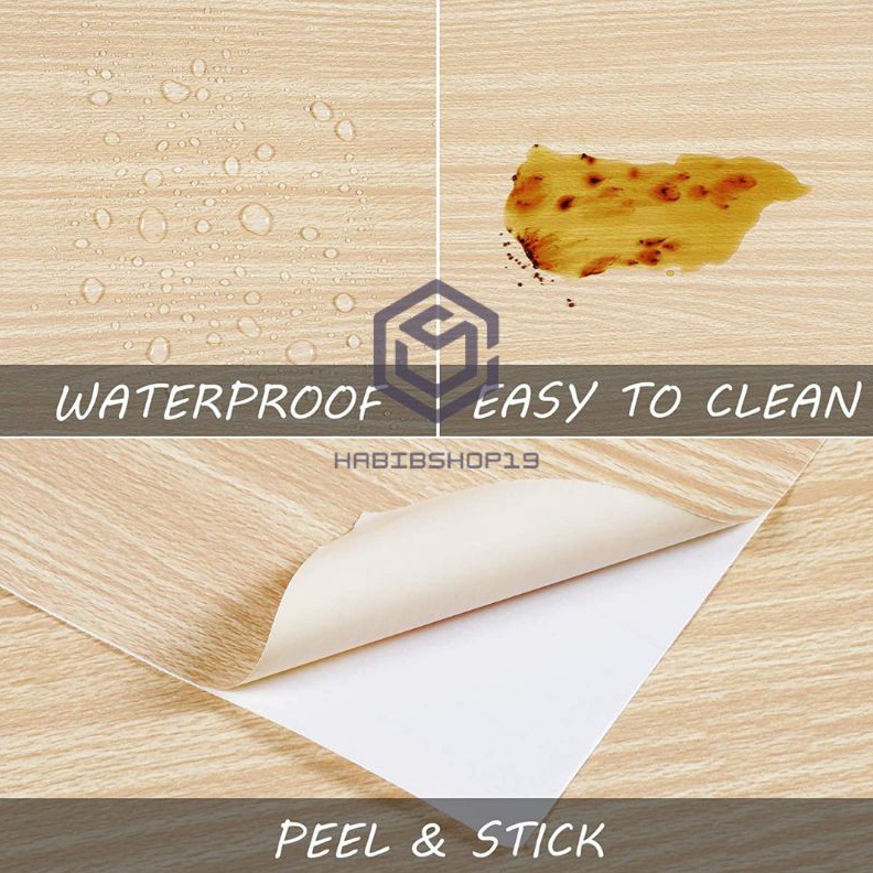 Wallpaper sticker Dinding per roll Motif Kayu Serat Ukuran Panjang kurang lebih Meter x Lebar 45CM