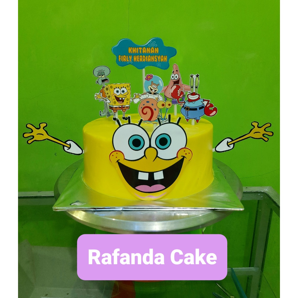Topper kue ulang tahun spongebob square pants toper bolu ultah custom nama