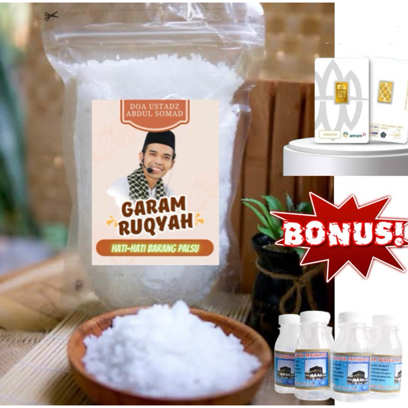 

Garam ruqyah ustad abdul somad 250gr sepaket air zam-zam original 100% garam ruqyah