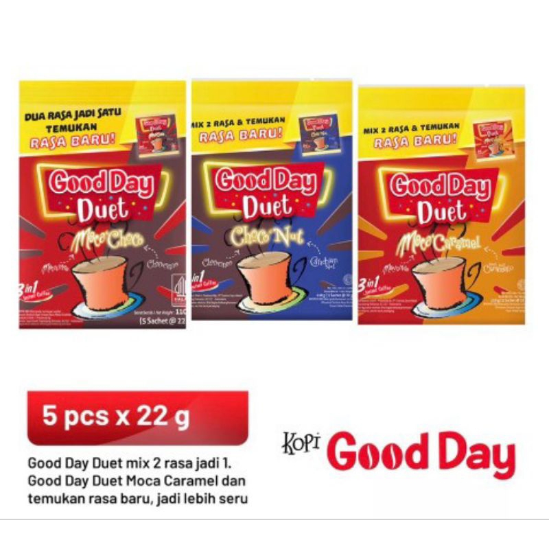 

Good day duet kopi 3in1 mix 2rasa jadi 1 (isi 5)