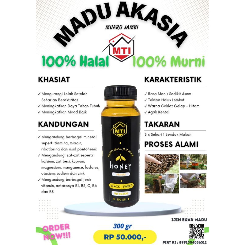 

Madu Murni MTI Akasia Muaro Jambi Kemasan 300 gram
