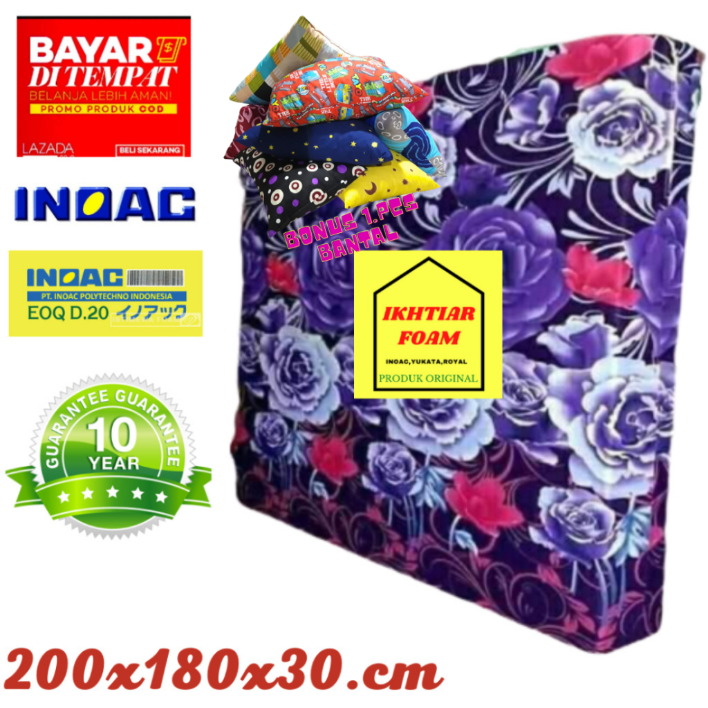 Kasur Busa Inoac nomor 1 Tebal 30 cm 200x180x30 cm Garansi 10 Tahun Anti Kempes inoac original