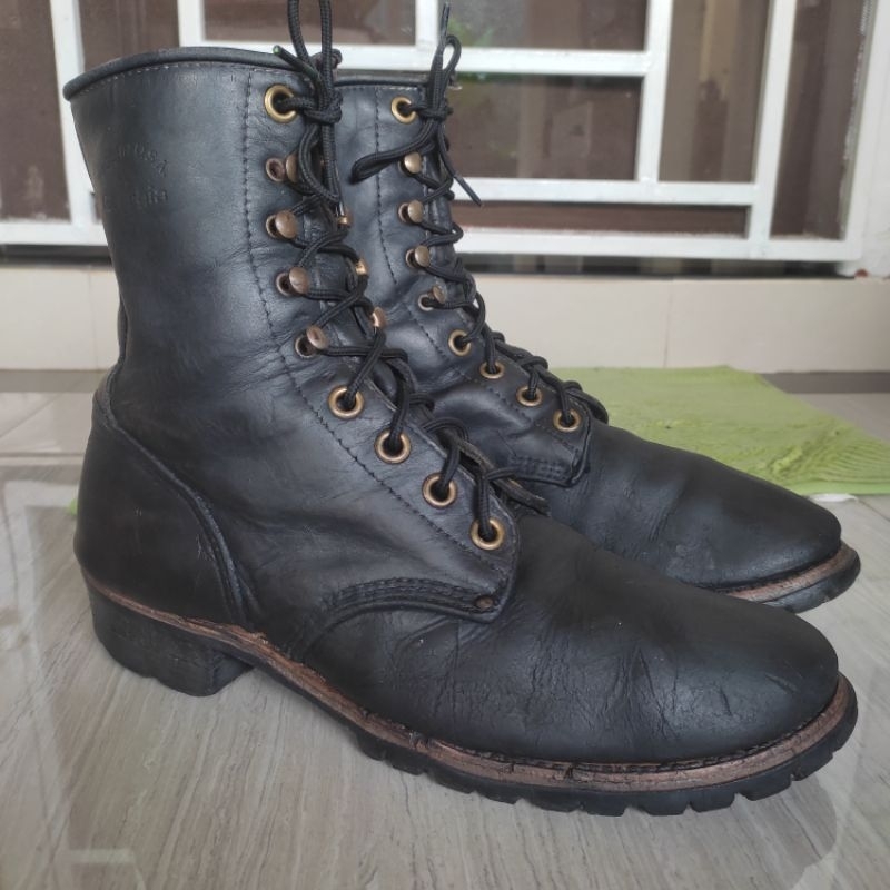 Georgia USA Logger Boots Soft toe Black Leather Authentic Original Size 44 Insole 28 Cm