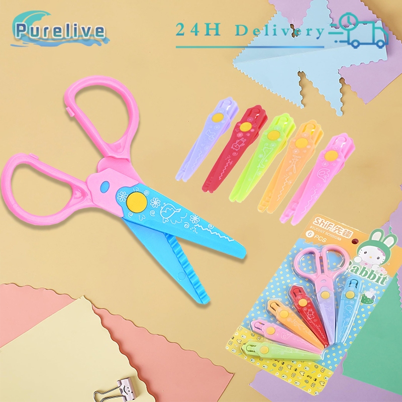 

6 In 1 Craft Scissors Set Gunting Gerigi Anak Sekolah Scrapbook Paper Scissor