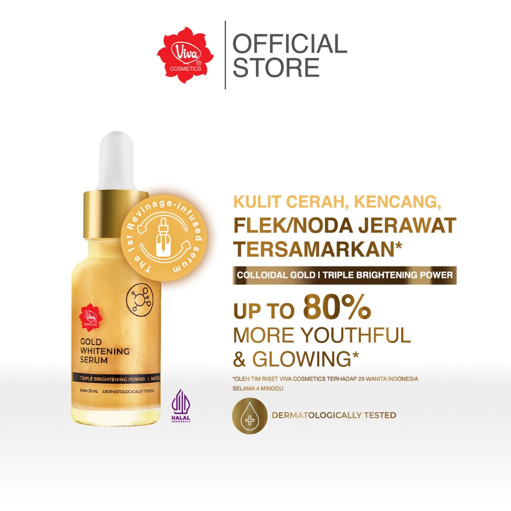 Viva Gold Whitening Serum 20 ML - Serum Wajah Untuk Mencerahkan &Menghilangkan Flek Hitam
