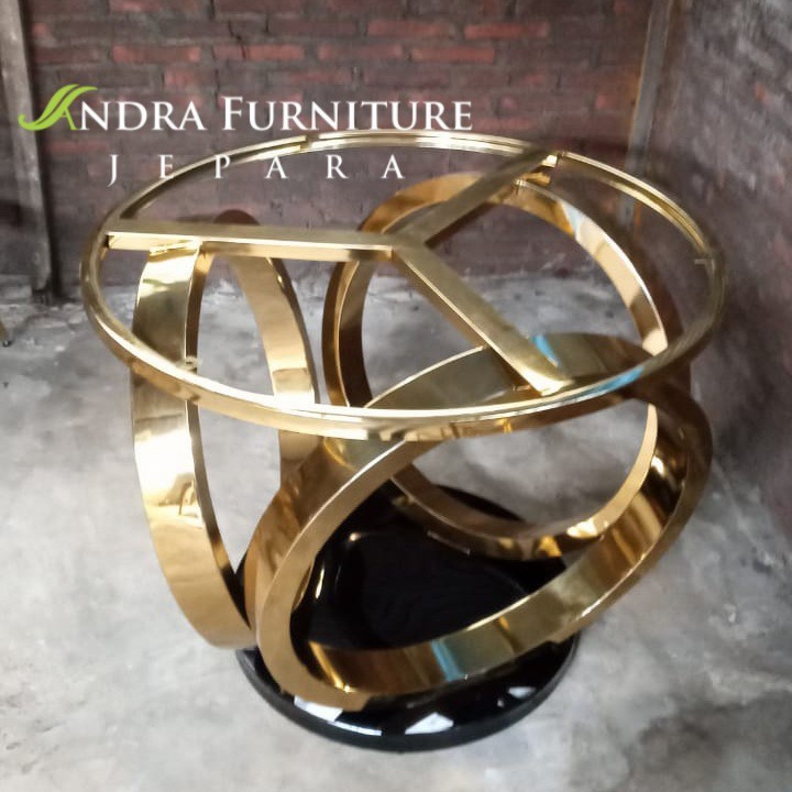 rangka kaki meja makan stainless gold bulat bulat bisa custom