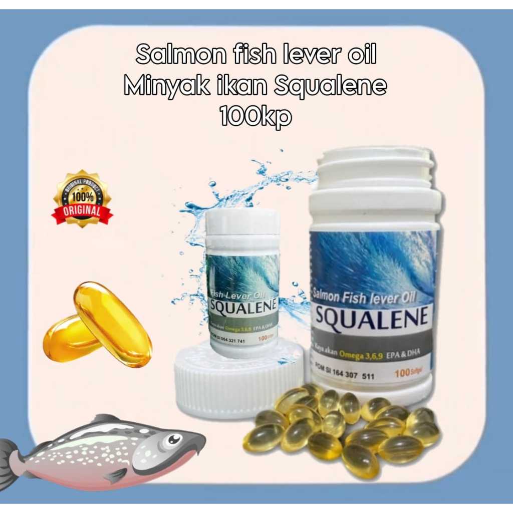 squalene fish liver oil ,minyak ikan salmon Isi 100 Kapsul ORIGINAL