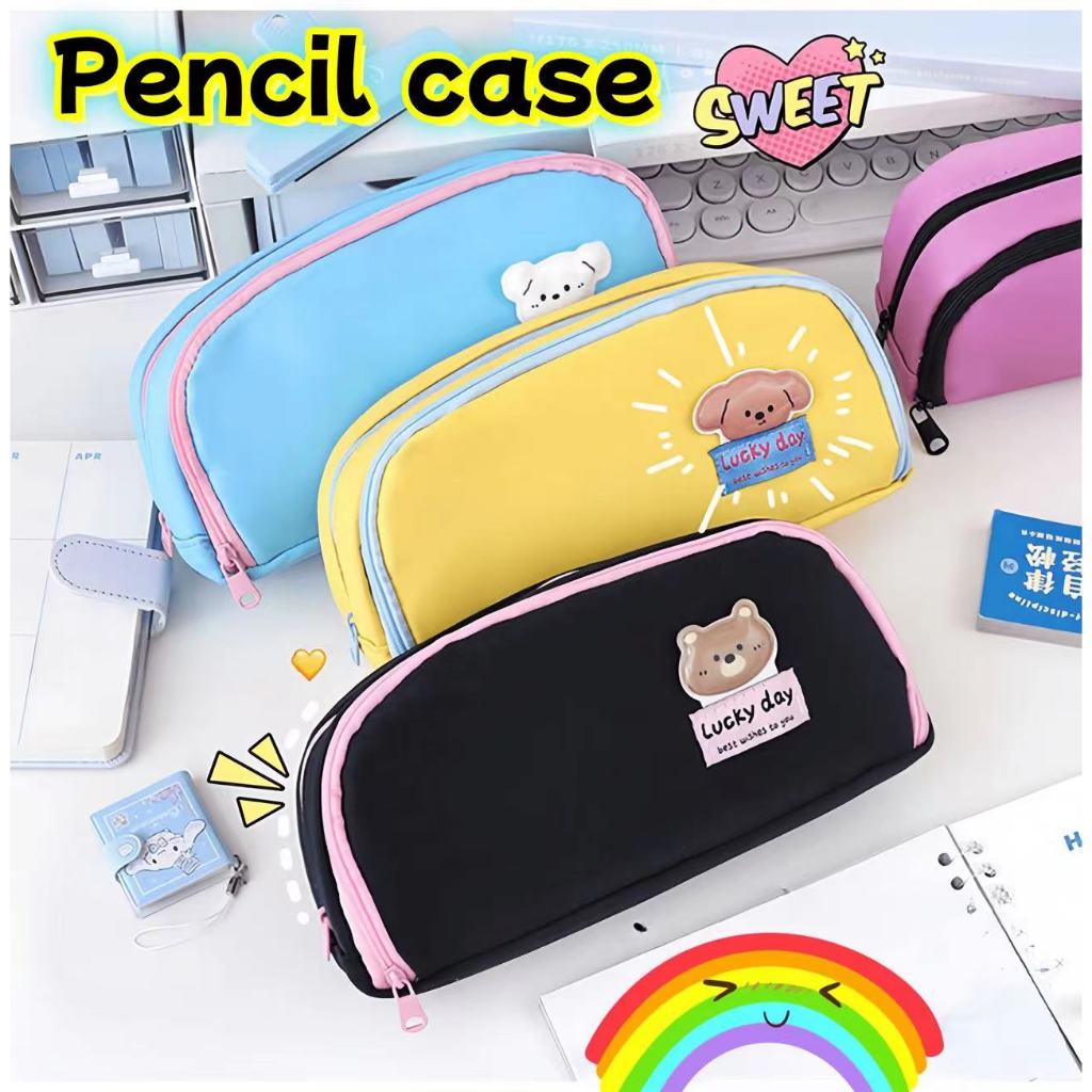 

[COD] Tempat Pensil Lucu Kartun Beruang Warna Warni Kotak Pensil Besar Multi Kompartemen