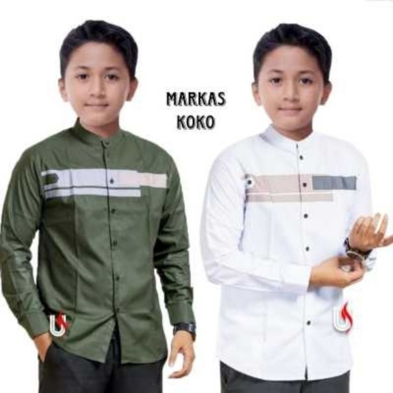 Baju Koko anak laki laki/Koko anak remaja SD SMP/Baju Koko Gus Azmi syubbanul muslimin/Koko Hadroh a