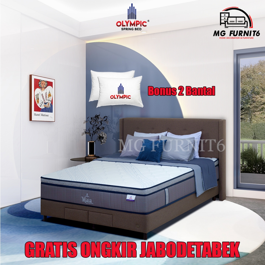 OLYMPIC Springbed MAIA Silver Series | Kasur Spring Bed MAIA Plush Top | Bonus 2 Bantal Gratis Ongki