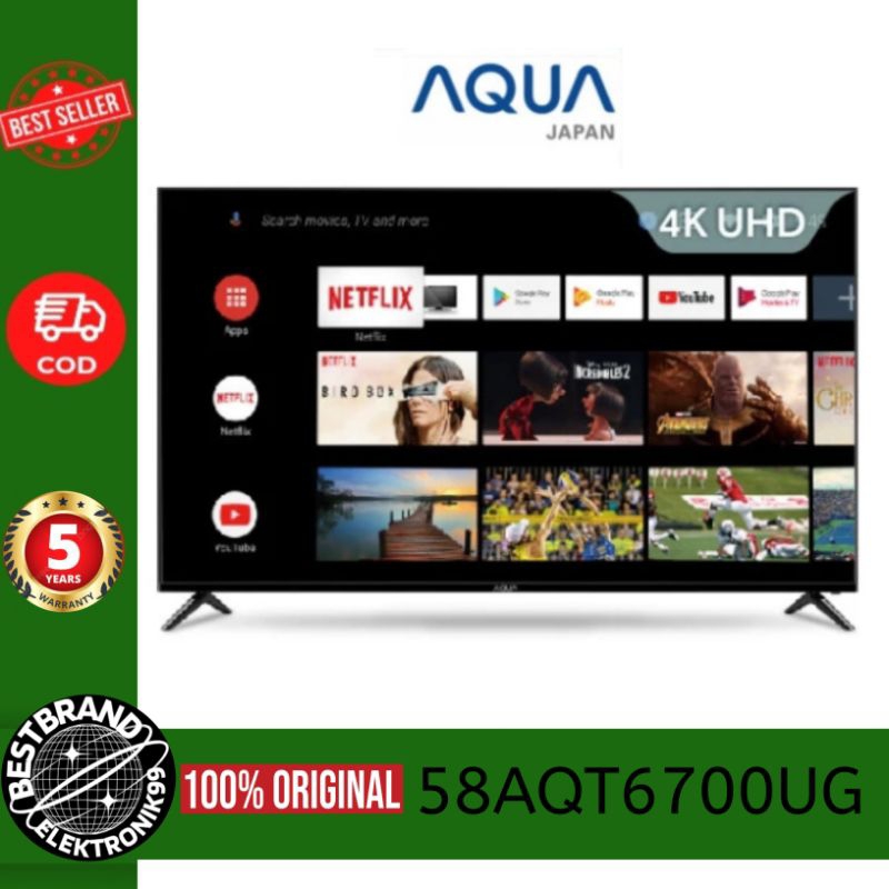 AQUA 58AQT6700 ANDROID DIGITAL TV 4K UHD LE58AQT6700UG AQUA 58INCH 58 AQT6700
