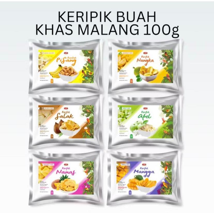 

KERIPIK BUAH NANGKA APEL NANAS SALAK MANGGA PISANG KERIPIK BUAH MALANG 100 GR BARIN