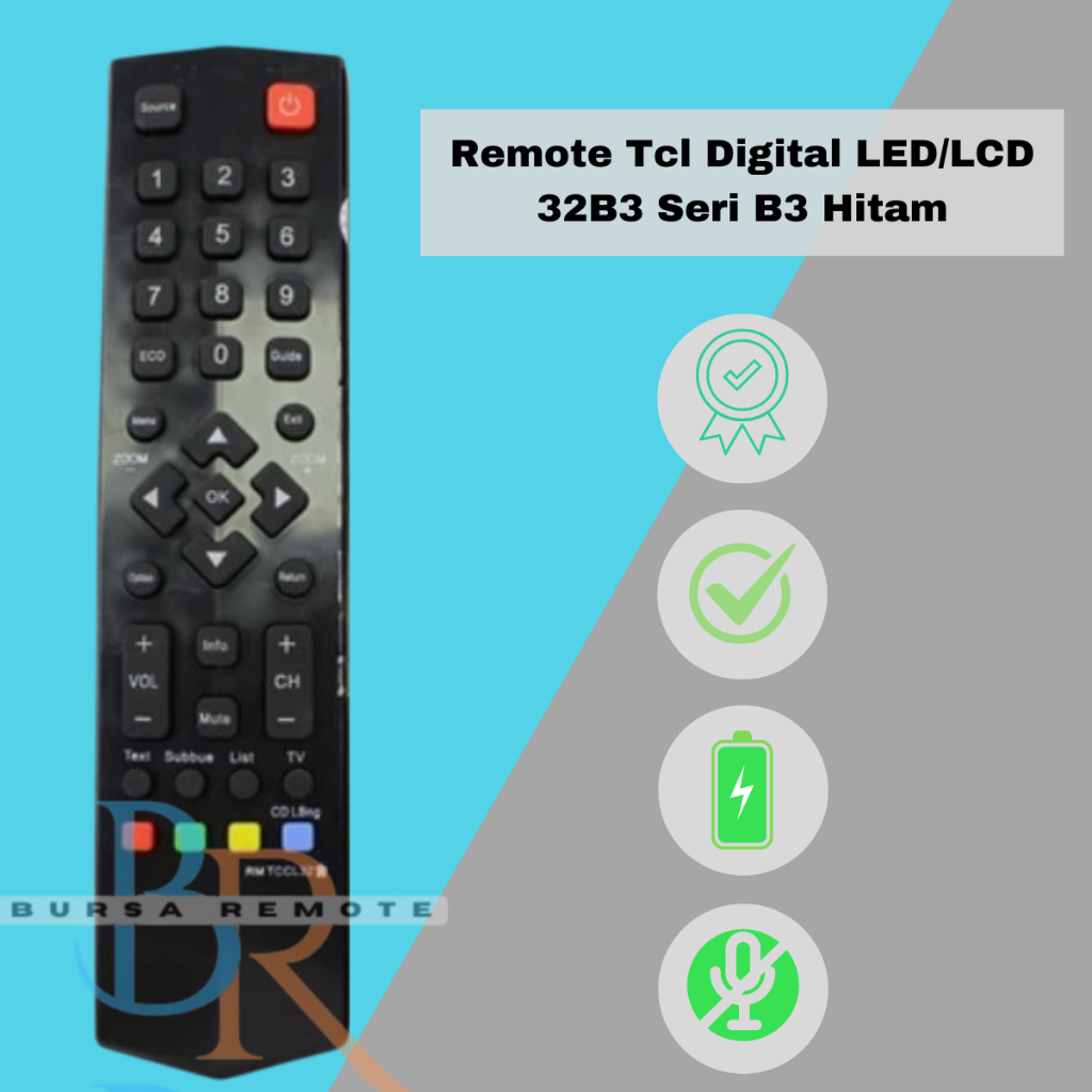 Remote Tcl Digital LED/LCD 32B3 Seri B3 Hitam Tv Tcl Led