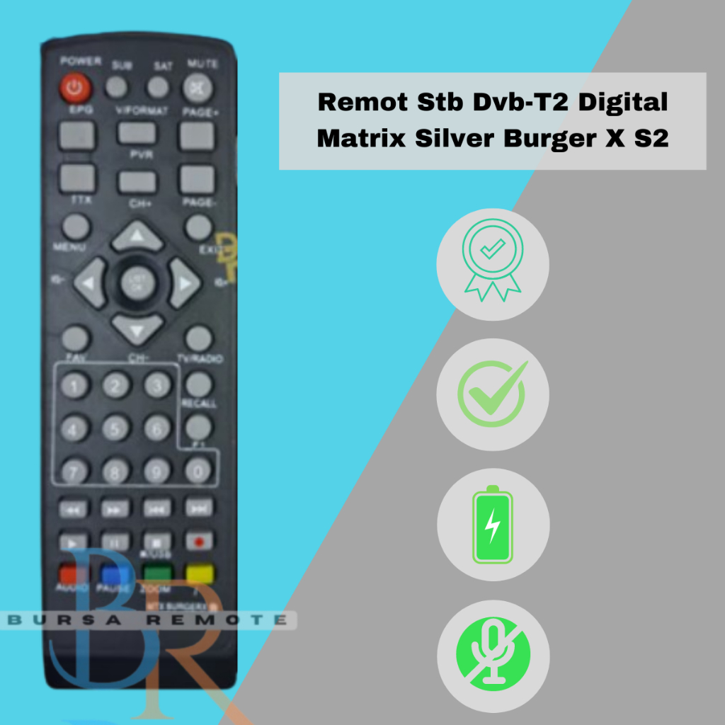 Remot Stb Dvb-T2 Digital Matrix Silver Burger X S2 Tanpa Setting
