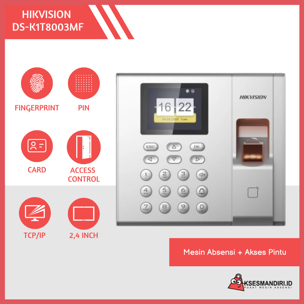 Mesin Absensi Fingerprint Hikvision DS-K1T8003MF
