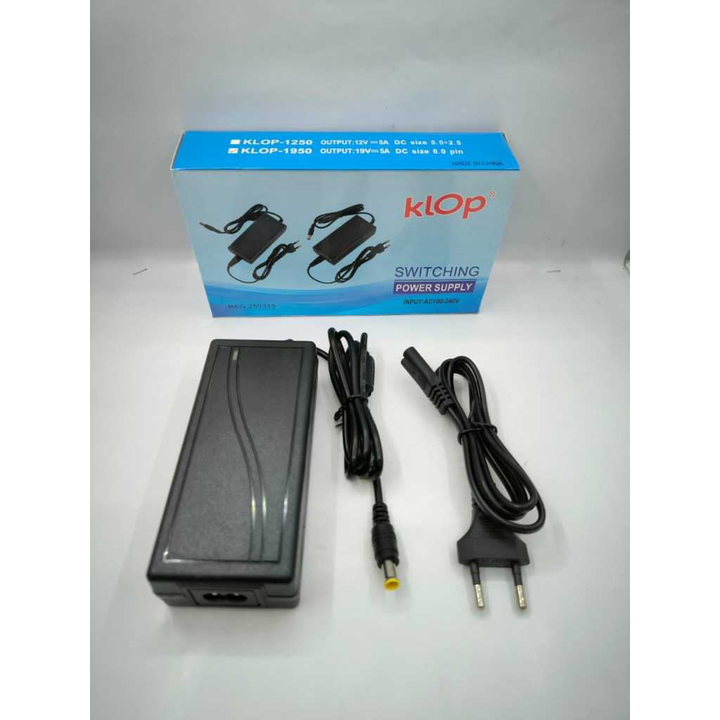 ADAPTOR KLOP 19V 5A / ADAPTOR 19V 5A KLOP SWITCHING POWER SUPPLY / ADAPTOR TV LG DLL