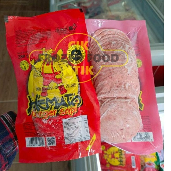 

Hemato Burger Kecil 280 gram Frozen food cik ntik Jambi cemilan jajanan seblak korea jepang