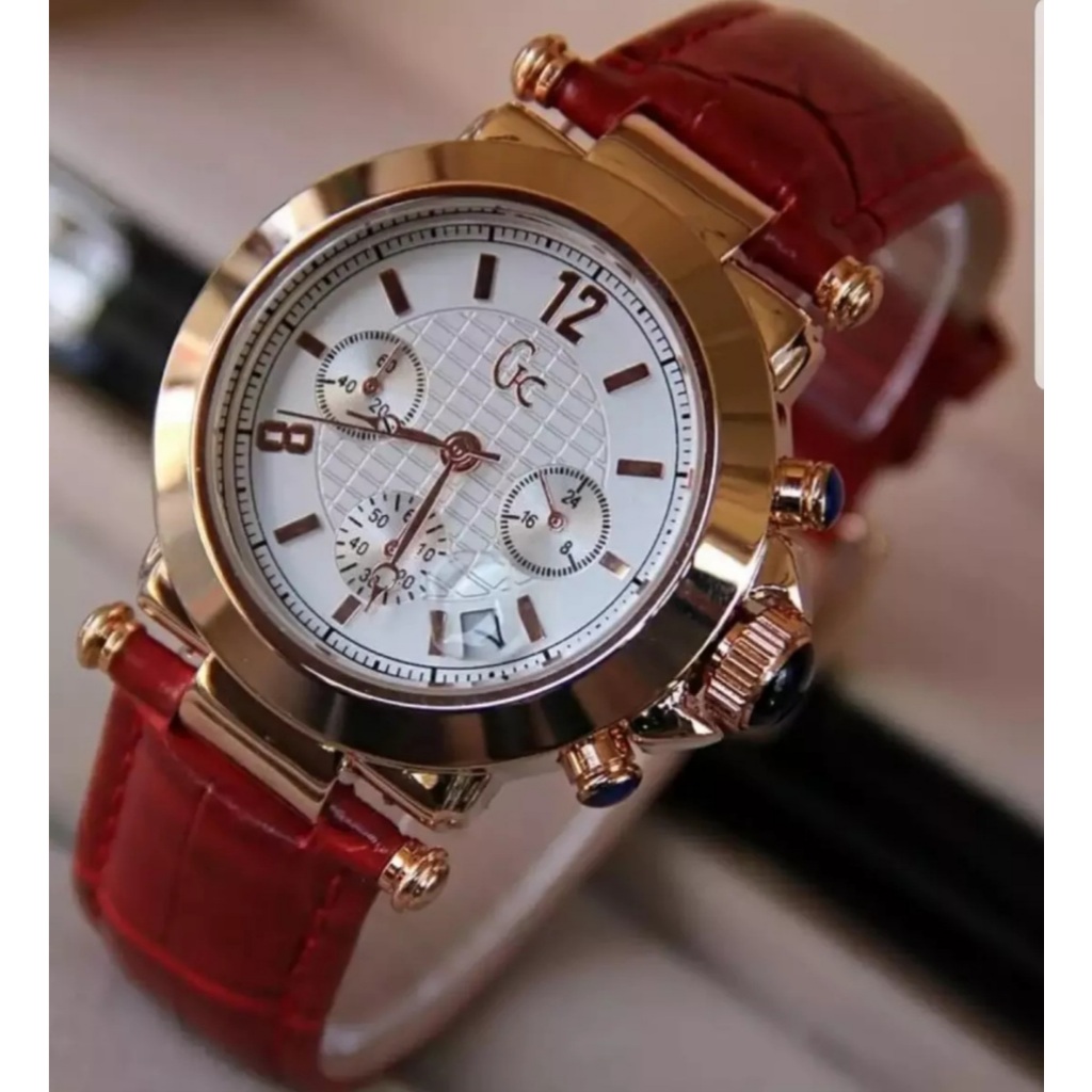 Jam Tangan Wanita GC Gold Tali Kulit-Tanggal Aktif