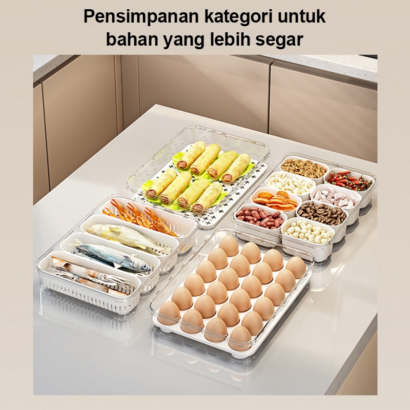 CUCI GUDANG KOTAK PENYIMPANAN MAKANAN SAYURAN KULKAS KOTAK KULKAS DENGAN PEGANGAN DAN SAYURAN DAPUR