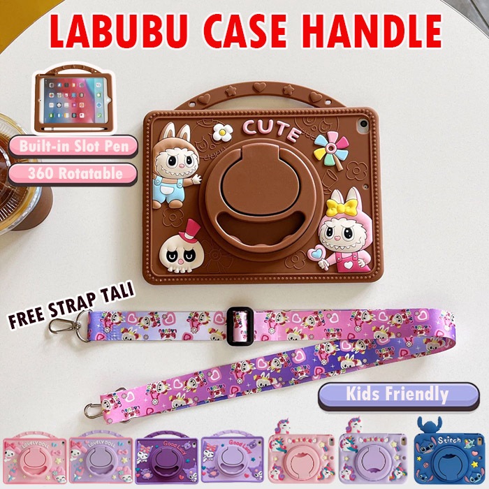 BONUS TALI  Xiaomi Redmi Pad Pro / Poco Pad 12.1 Inch Cute Softcase Labubu Rotate Case Silikon Ring 