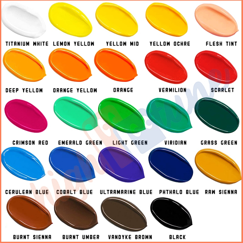 

Hightune Acrylic Paint Set Cat Akrilik Set 12/24 Warna 10ml/12ml Lukis Kanvas Acrylic Dasar/Primer
