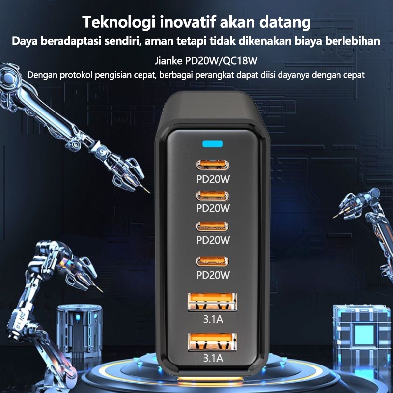 Best Deals Netpac Ae19 Adaptor Charger Desktop Multi-Ports Super Fast Charging Charger Station 6 In