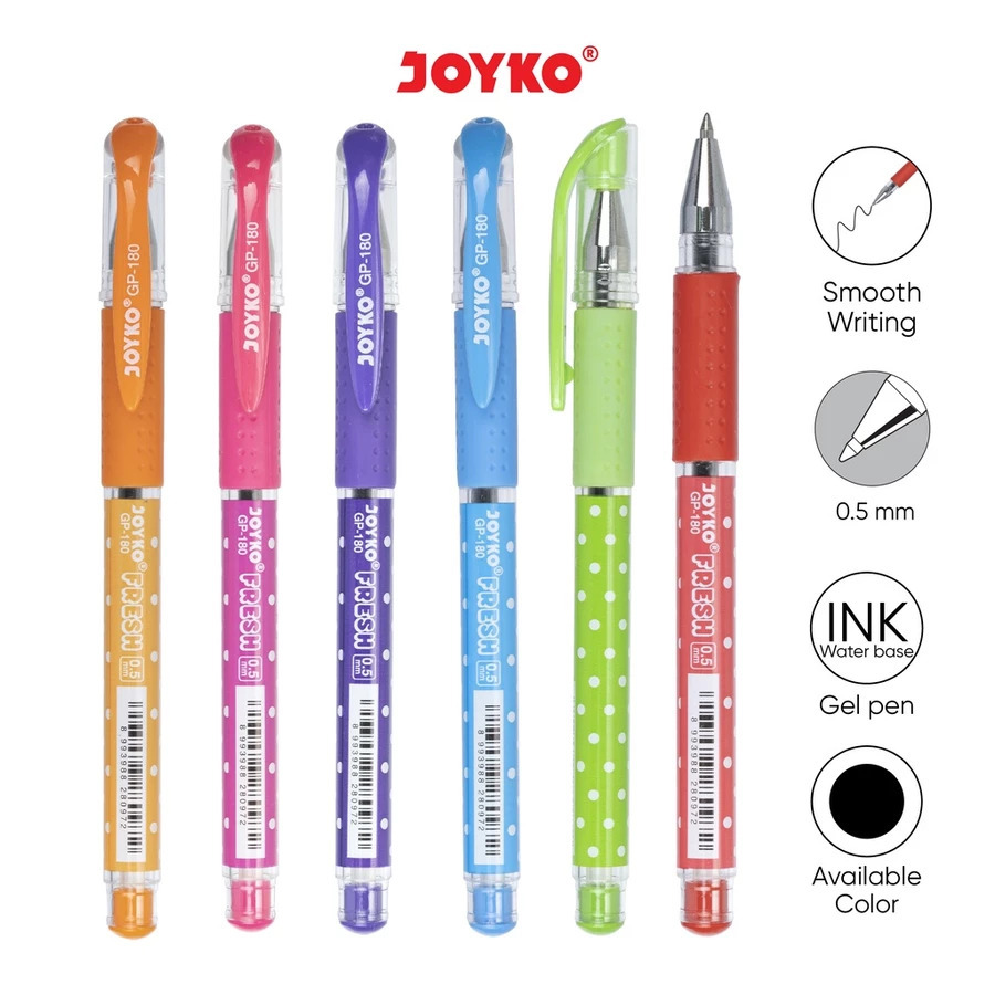 

Bolpoin Pulpen Gel Pen Joyko GP-180 Fresh Black 1 Pcs