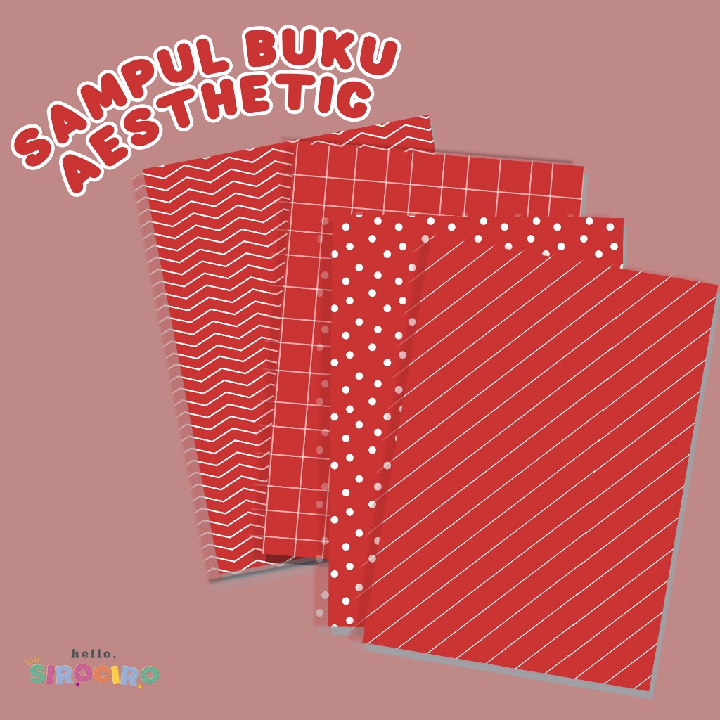 

4 Lembar Sampul Buku RED MERAH Aesthetic Sampul Buku Lucu A5 & B5