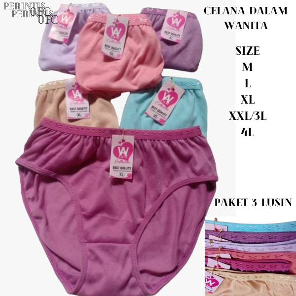 3 Lusin Celana Dalam Wanita Dewasa Katun | Cd wanita | Cd celana dalam wanita | Celana dalam permpua