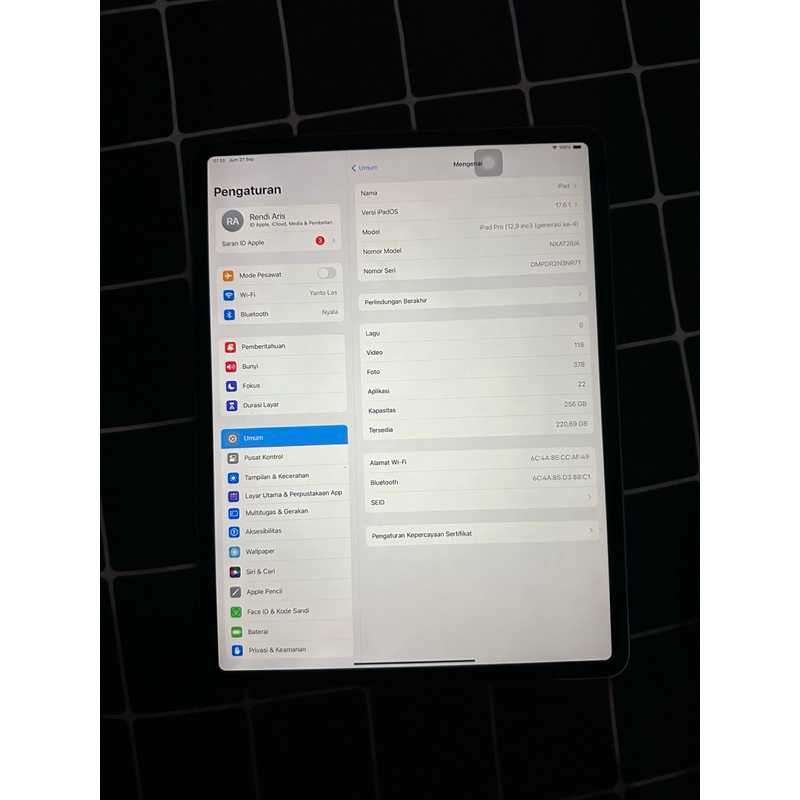 ipad pro 12.9 gen 4 256gb bypass/bekas lock bekas ipad inter