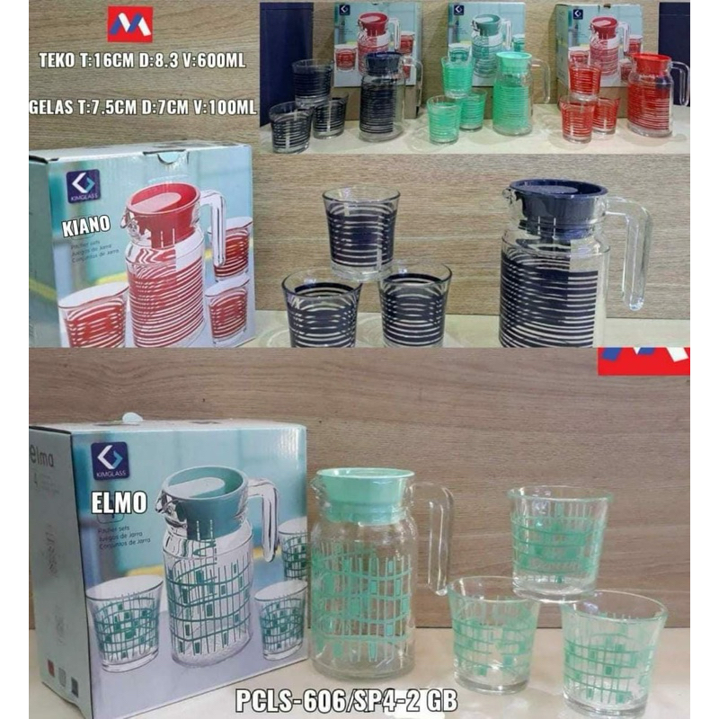 Set Teko Kimglass Kiano / Set Teko Plus Gelas Kimglass / Kimglass Pitcher / Set Teko Gelas