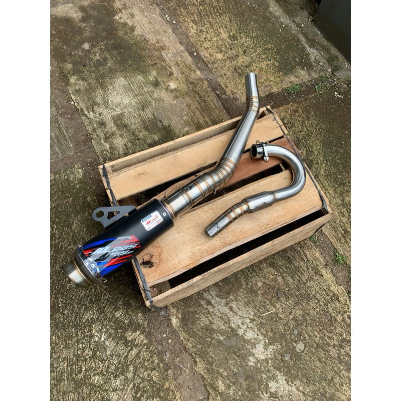 kenalpot kolong atas klx/dt/crf/wr155 Tipe P1 Black Coating terbaru Original AL225 Racing