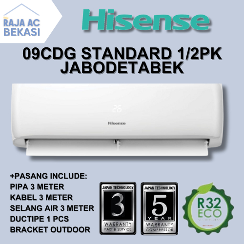 AC Hisense 1 PK CDG STANDARD FREE PASANG + AKSESORIS Raja AC Bekasi