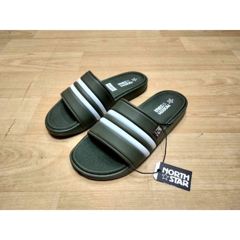 Sandal Selop Bata North Star Terbaru Bahan Karet Awet Sandal Slide Pria Anti Air Warna Hijau