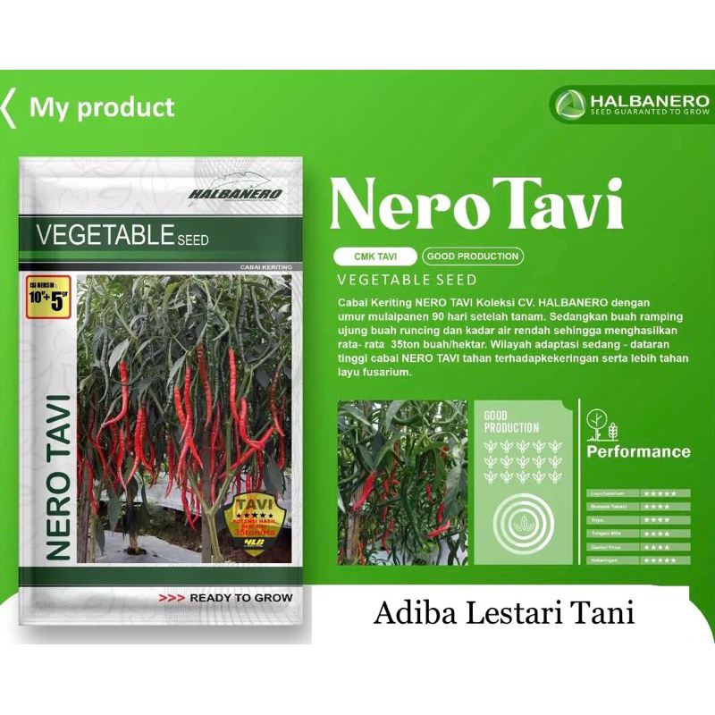 Benih Cabe Merah Keriting NERO TAVI 10+5 Gram - Cabai CMK Tavi Cap Halbanero