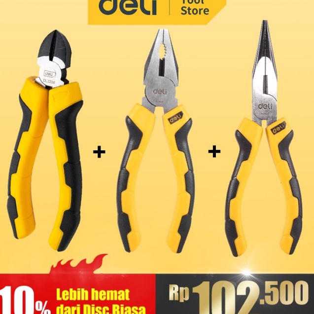 Deli Tang Set  Tang Kombinasi Tang Lancip Tang Potong 1 Set 6 inch