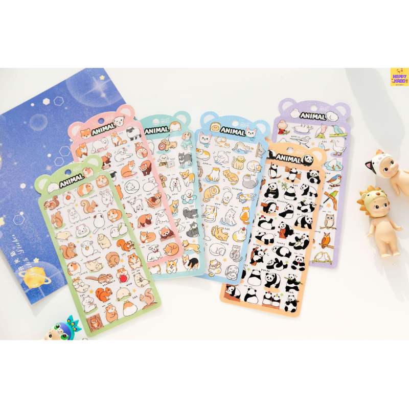 

Nekoni Animal Stickers Dog Cat Goat Red Panda Bird Hamster Theme isi 1 lembar stiker binatang cantik