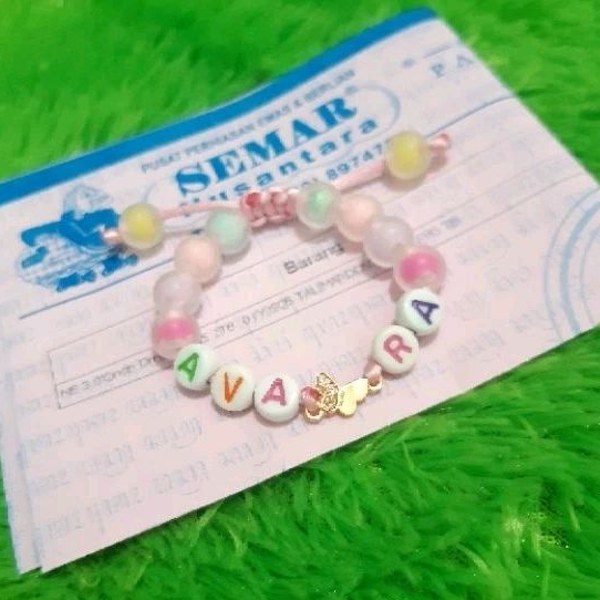 Gelang Tali Rainbow Inisial Anak // Dewasa Variasi Emas Kupu 0,2gram Semar Nusantara